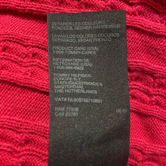 Super Soft 2X Tommy Hilfiger Red V-Neck Sweater Cable-Knit style Casual - Picture 4 of 9